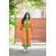 Boho Style Embroidered Loong Dress "Summer Birds" Orange/Green